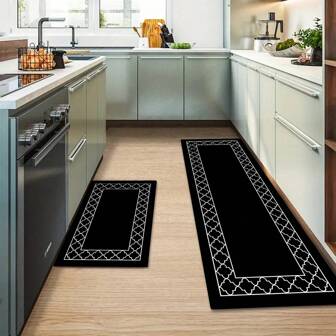 1pc Kitchen Floor Mat Set, Kitchen Rug Letter Pattern Kitchen Decoration, Soft, Absorbent, Non-Slip, Anti-Fouling , Very Suitable For Kitchen, Home Office, Laundry Room, Bathroom - Eternal Decoration, Non-Slip Rubber Backed Floor Mat Gifts Birthday Graduation