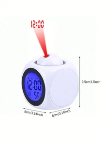 New Multifunctional Projection Clock, LED Light Projection Alarm Clock, Voice Alarm Clock, Projection Clock, Can Automatically Tell Time, Automatically Detect Real-Time Temperature, 3*AAA Batteries And USB Dual-Mode Power Supply (Batteries Not Included)