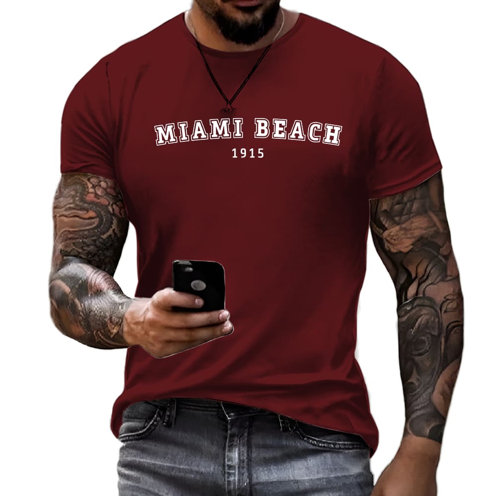 Men's T-Shirt Miami 1915 Premium Cotton Shirt - 紫紅色 - 查看 1