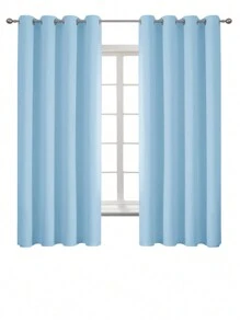 Estelar Textiler 素色單片遮光窗簾淡藍色極簡窗簾適用於客廳、臥室 - 淺藍色 - 查看 23