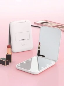 LED Pocket Makeup Mirror, 1X/3X Magnified LED Mini Compact Travel Makeup Mirror, Double-Sided Compact Mirror With Lights, Portable, Wallet Mirror, Folding, Hand-Held, Small Lighted Compact Mirror For Gift,Makeup,Cheap,Room Decor,Vanity,Travel,Bedroom,Makeup Accessories,Mirror,Vanity Mirror,Cheap,Stocking Stuffers,Makeup,Makeup Tools,Cheap Stuff,Gifts,Gifts For Women,Christmas Gifts - White - View 2