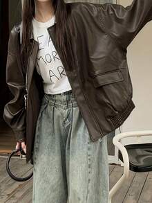 2024 新款女士美式短款皮夹克，秋季