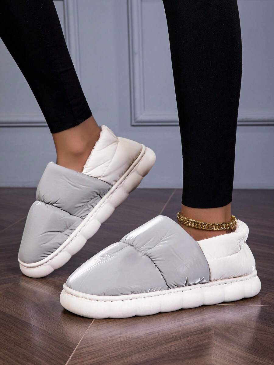 Dép đi trong nhà chống trượt chống thấm nước mới dành cho cả nam và nữ lót ấm - Xám - Xem 1