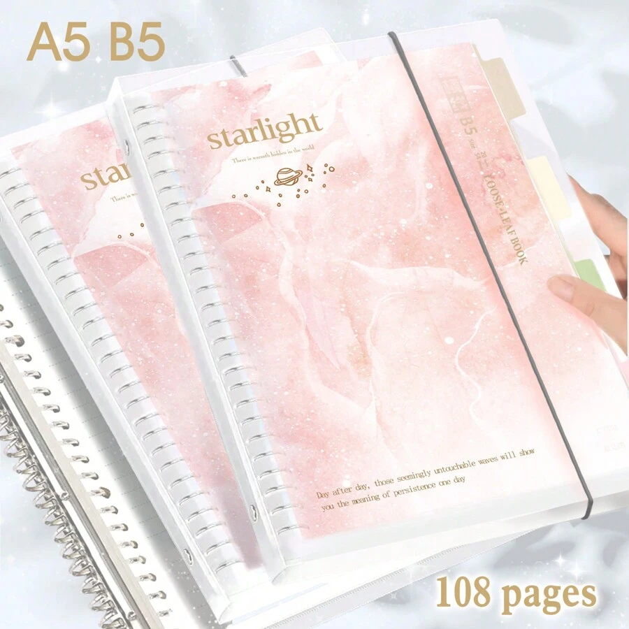 1pc Clear Loose-leaf Notebook, Simple Portable Journal Notebook For School Student, Office