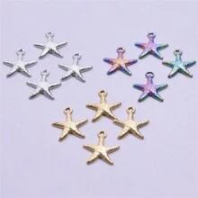 5 件装不锈钢万圣节/圣诞节金/银星、心形吊坠饰品，DIY 项链、手链、耳环、包包、衣服拉链装饰配件 - 不銹鋼配件 - 查看 5