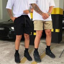 Kit 2 Men's Cargo Bermuda Shorts Casual Streetwear Side Pockets Preppy Style Premium - Màu Khaki - Xem 1