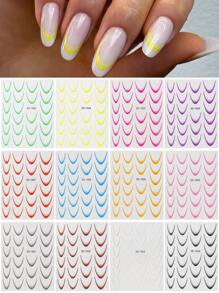 12 Multi-Color Gradient French Nail Decals Simple DIY Home Nail Decals For Ladies And Girls Nail Decals