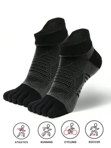 WRELS Upgraded Thick Five-Toe Socks, High-Performance Athletic Invisible Toe Socks, Suitable For Running, Sports, And Outdoor Activities - Black - View 2