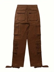 Fashion Women's Casual Multi-Pocket Denim Overalls, Button Closure, Perfect For Everyday Wear, A Must-Have Item In Cloakroom. - Brown - View 5