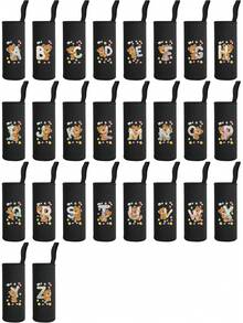 Capa para Garrafa de Água Isolada 550ml Copo de Vidro Universal Portátil Anti Escaldante Corda de Elevação Água Café Leite CháFrio Capa de Copo Isolante Mão a Mão com Elevação Anti Escaldante Canudo Espessado Organizador Externo Viagem Moda Carta Impressa Série