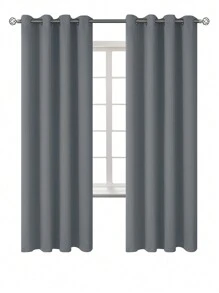 Estelar Textiler Solid Color Single Panel Curtain, Minimalist Polyester Single Panel Blackout Curtain For Bedroom And Living Room - Grey - View 21