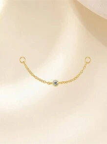 1Pc Asymmetrische Zirkonia Hanger 925 Sterling Zilveren Mini Oorbel Voor Vrouwen Zoete Stijl Geperforeerde Ketting Met Stud Oorbel Geschikt Voor Bruiloft Bruidssieraden