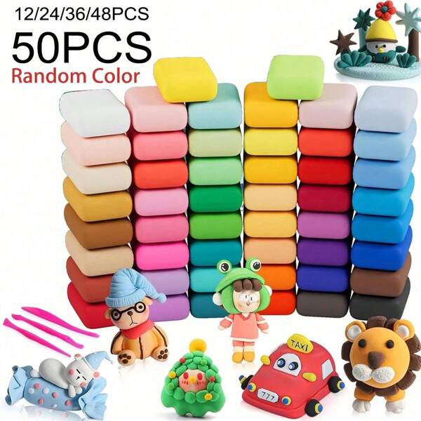 Christmas Decoration 50 Colored Super Light Air Dry Clay For Creative Modeling, Toy Space Mud For DIY Kit With Tools And Tutorial Gifts, Suitable For Boys And Girls