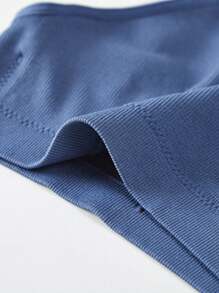 聚拢透气无缝舒适低胸钢圈三角形女士运动背心文胸 - 藍色 - 查看 4