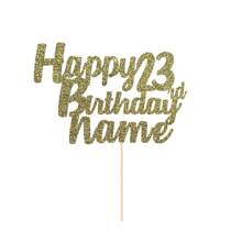 1pc Customizable Happy Birthday Cake Topper With Nameplate And Age, Comes With Double-Sided Glitter Card In Various Colors - Multicolor - View 16