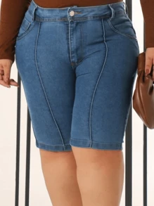 Women's Denim Shorts Pedal Plus Size Premium Fabric - Rửa sạch - Xem 1