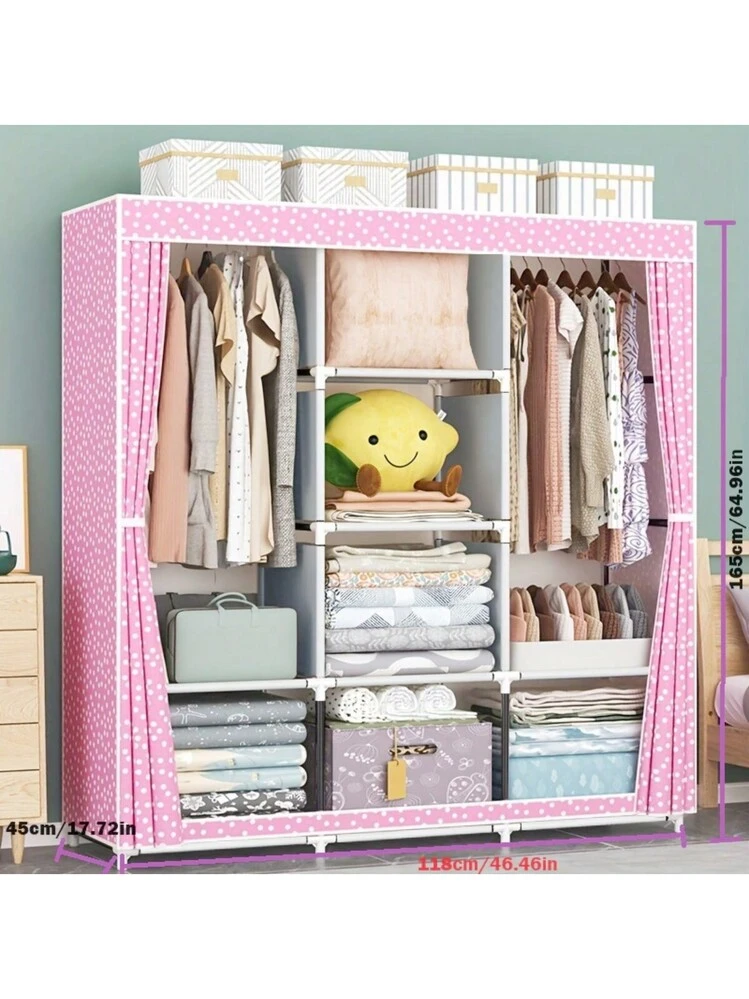 1pc Simple Cloth Wardrobe, Reinforced Thick Steel Pipe, Dustproof