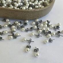 Kit 50 Units Pearl Earrings In Elegant, Resistant Stainless Steel - 銀色 - 查看 3