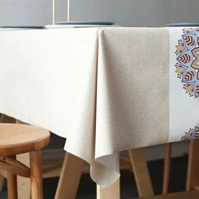 1 tấm khăn trải bàn bằng PVC chống thấm nước, chống dầu và có thể giặt được theo phong cách Bắc Âu họa tiết hoa và hình học - sen bạch mã - Xem 6