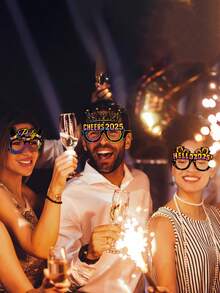 Fengshang Jewlery Co.,Ltd 8pcs/Set 2025 New Year Party Funny Photo Booth Props Paper Glasses Beach Accessories For Women Glasses Shades - Multicolor - View 7