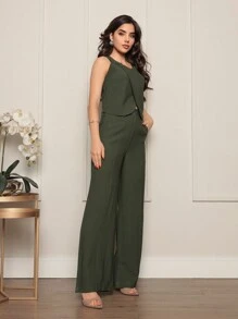 Women's Vest Set - xanh quân đội - Xem 3