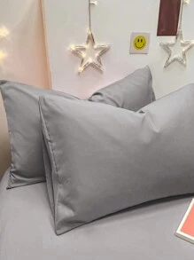 1pc Minimal Modern  Pillowcase, Soft Zippered Pillow Cover, Bedroom Bedding - Light Grey - View 4