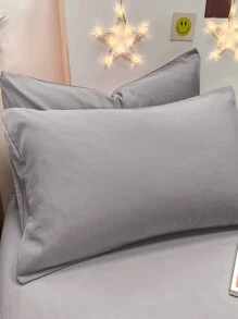 1pc Minimal Modern  Pillowcase, Soft Zippered Pillow Cover, Bedroom Bedding - Light Grey - View 3