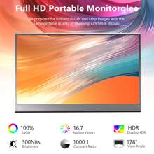 FLYZUNI 15.6 Inch Portable Monitor,1080P USB-C Second External Monitor For Laptop, HDR Plug&Play, PC, Phone,PS, Swich,IPS Ultra-Thin Zero Frame Laptop Monitor