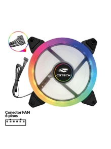 Fan Cooler Argb 6 Pins Single Ring 120mm 12cm Controllable F11-L220RGB C3Tech Gamer - ARGB - 查看 2
