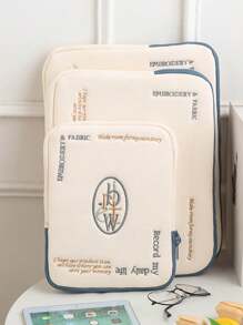 1 件带软壳的涤纶笔记本电脑内胆包，专业笔记本电脑和平板电脑包，带有卷边、蝴蝶结和线条图案设计，有 11 英寸、13 英寸和 15 英寸可选，轻巧时尚的教室笔记本电脑包、教室包、教师储物包、教室整理包 - 米色 - 查看 6