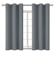 Estelar Textiler Solid Color Single Panel Curtain, Minimalist Polyester Single Panel Blackout Curtain For Bedroom And Living Room - Grey - View 17