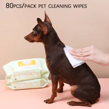 3packs 80pcs/Pack Pure Water No Pet Cleaning Wipes Dry Cleaning For Cats And Dogs Remove Stains From Tears Wet Wipes Wipe Feet Butt Ears Chin Free Wash