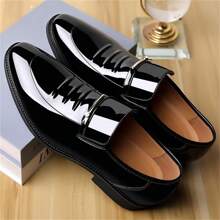 Mens Dress Shoes Formal Business Oxford High Gloss Patent Leather Slip On Loafers Comfortable Shoe For Men - 黑色 - 查看 6