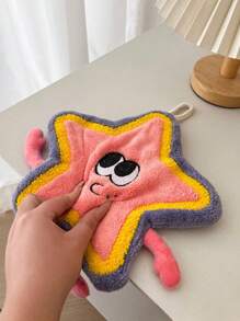 1pc Cute Star Pattern Hand Towel, Hanging Style For Kitchen Or Bathroom - Multicolor - View 7
