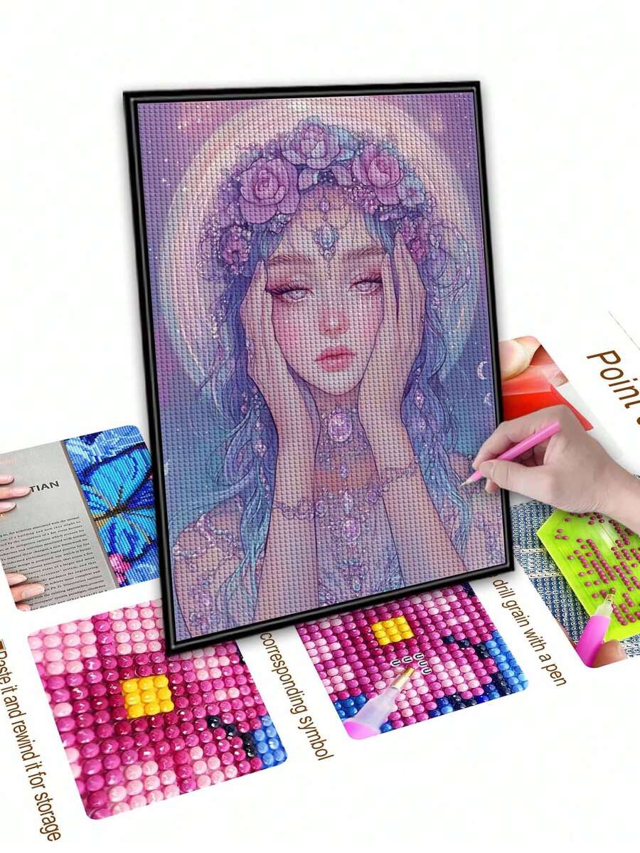 5D DIY Diamond Painting Mosaic Woman Portrait, Diamond Art Kit Home