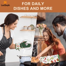 4 件装圣诞烘焙套装，节日硅胶烘焙工具套装包括 2 个硅胶贴片烤箱手套、1 个可爱的不粘硅胶刮刀和 1 个便携式圣诞老人小夹厨房钳，厨房糕点烹饪用具套装，用于烧烤、烘焙、烹饪、上菜、户外烧烤 - 彩色 - 查看 5