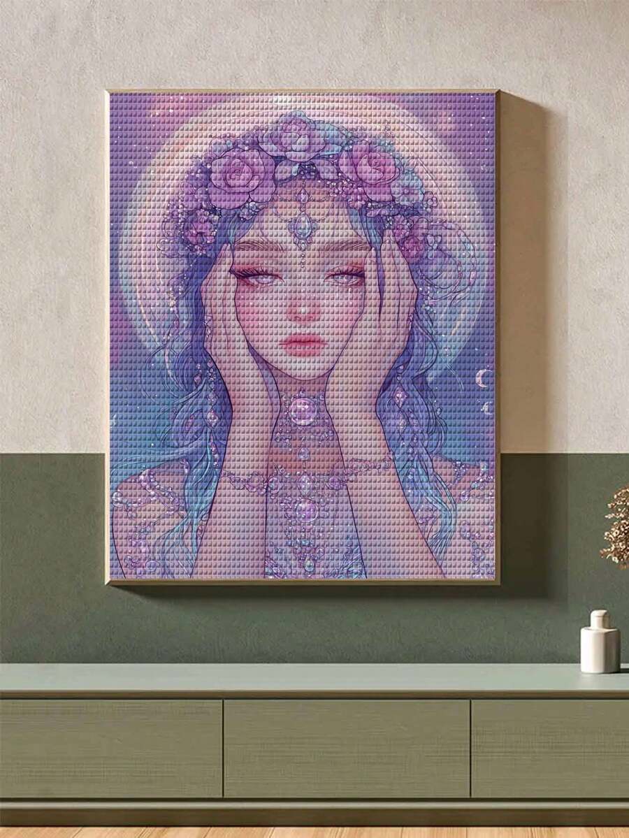 5D DIY Diamond Painting Mosaic Woman Portrait, Diamond Art Kit Home