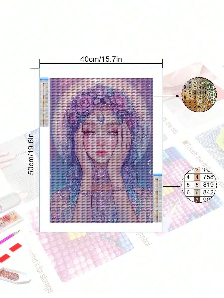 5D DIY Diamond Painting Mosaic Woman Portrait, Diamond Art Kit Home