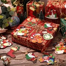 48pcs Wooden Hanging Decorations - Perfect For Decorating Christmas Tree, Yard, Party And More! Home Decor, Christmas Decor, Room Decor - Multicolor - View 6