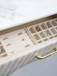 3件套优雅米色珠宝展示收纳托盘，多格珠宝收纳架，可收纳戒指、项链、耳环和口红，完美适用于家居、卧室和梳妆台，是珠宝展商和零售展示的理想之选，多功能可拆卸设计，方便个人收纳，是圣诞节、感恩节、新年和情人节的完美礼物，这款时尚的收纳方案可提升您的珠宝整理和风格，非常适合返校季和日常使用。 - 彩色 - 查看 4