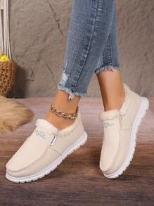 Women's Fashionable Thick Sole Sneakers, Casual Outdoor Warm Shoes, Comfortable Low-Top Sports Shoes, Suitable For Autumn Winter