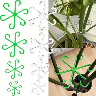 4 Pieces Plastic Plant Support Clip, Transparent And Green Vine Climbing Bracket, Adjustable Garden Plant Stem Clip For Fixing And Upright Growth,Garden Tools