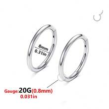 ADYJELY 2PCS Nose Ring Hoop 316L Surgical Steel Hypoallergenic Hinged Ring Cartilage Earring 16G 18G 20G Lip Ring,Clicker Ring Cartilage Hoop Rook Earring Tragus Septum Piercing Conch Daith Helix Earring Cartilage Hoop Earlobe Earring ,Belly Ring Nipple Ring Diameter 6mm 8mm 10mm 12mm Women's And Men's Body Pierecing Jewelry