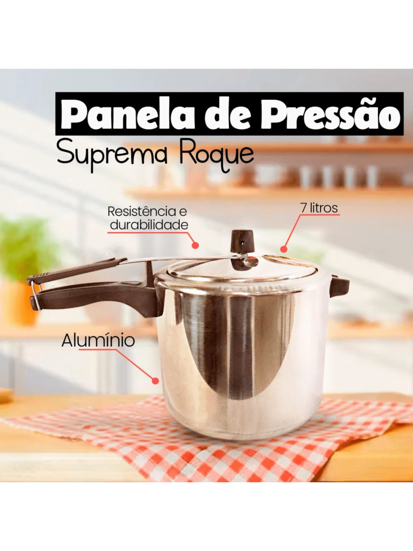 Suprema Roque Pressure Cooker 7 Liters Premium Resistant Aluminum - 灰色 - 查看 1