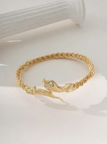 Herseygold 1pc Turkish/Arabic Snake Style Women Anklet, Luxury Gold Plated Middle Eastern Muslim Bride Foot Jewelry