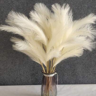 12 PCS Faux Pampas Grass Decor Tall 18"/45CM Artificial Pompous Grass Small Fake Pompas Vase Filler For Home Boho Decor