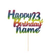 1pc Customizable Happy Birthday Cake Topper With Nameplate And Age, Comes With Double-Sided Glitter Card In Various Colors - Multicolor - View 17