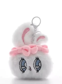 New 4-Color Cute Big-Eye Sweet Heart Rabbit Plush Toys, Keychain Figures, Net Celebrity Rabbit Coin Purse Earphone Case