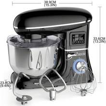 THREEKEY 1pc 6.2-Quart 660W Stand Mixer, 6-Speed Tilt-Head Kitchen Electric Mixer With LCD Touch Screen, Dough Hook, Whisk, And Beater - 美規A型插(110-127V) - 查看 3