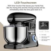 THREEKEY 1pc 6.2-Quart 660W Stand Mixer, 6-Speed Tilt-Head Kitchen Electric Mixer With LCD Touch Screen, Dough Hook, Whisk, And Beater - 美規A型插(110-127V) - 查看 4